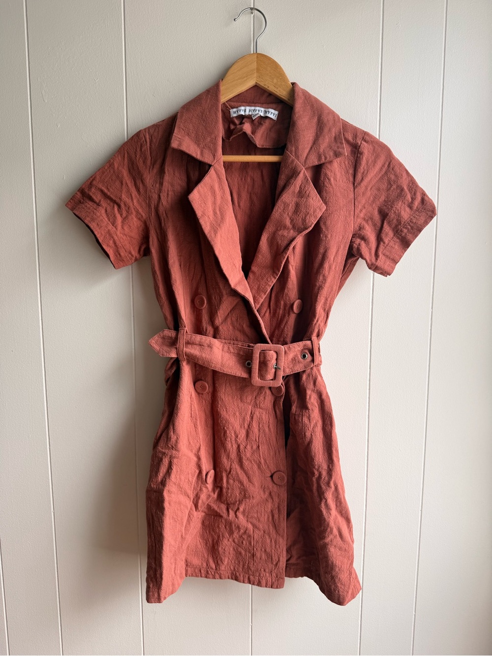 HYFVE Short Double-Breasted Belted Dress - Rust